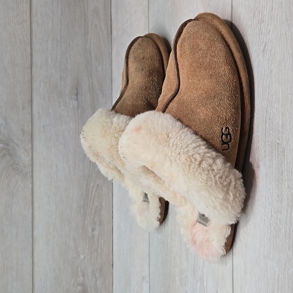 UGG Australia Women Suede Shearling Slippers Slip On Slide Sz 6 - Picture 2 of 10